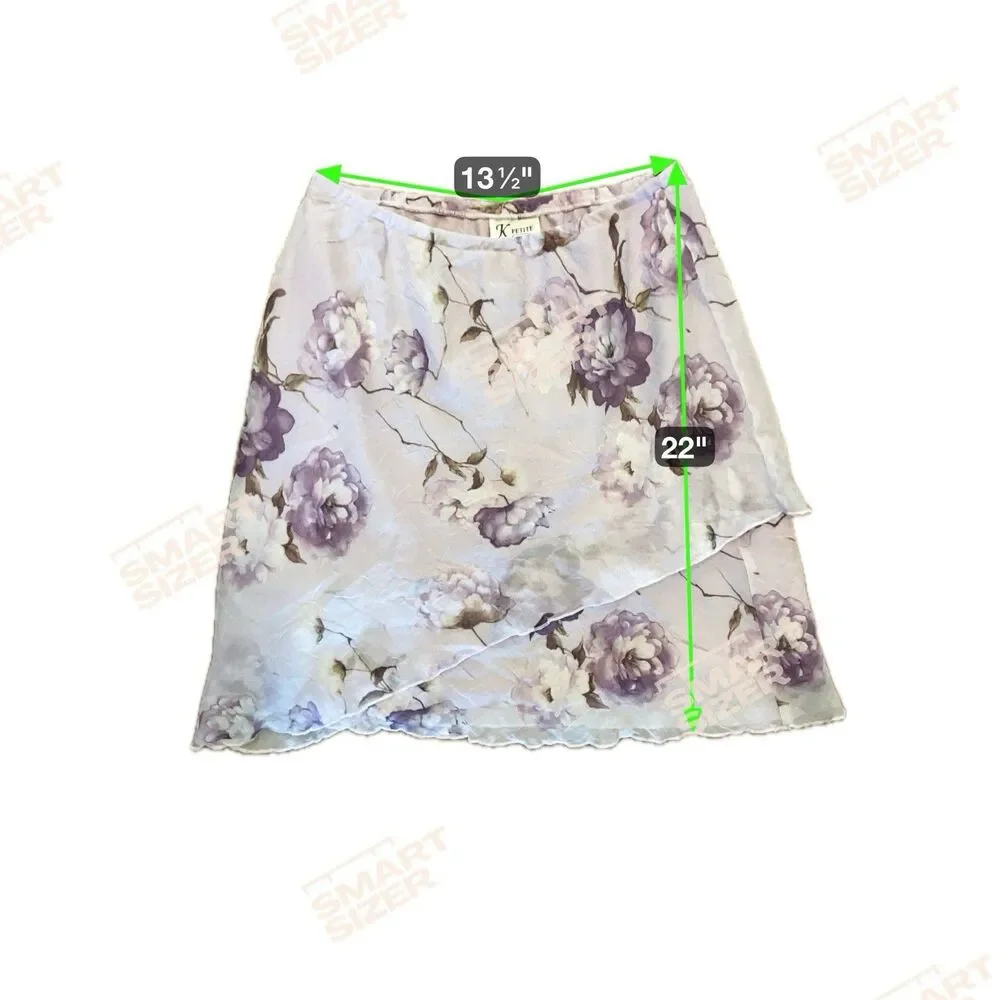 Vintage Y2K Foral Chiffon Midi Skirt Size 12 Petite Lavender Coquette Fairy Lana - Picture 6 of 10